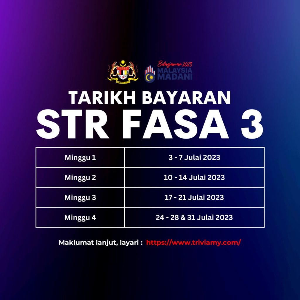 Str Fasa Tarikh Bayaran Sumbangan Tunai Rahmah Bulan Julai Hari