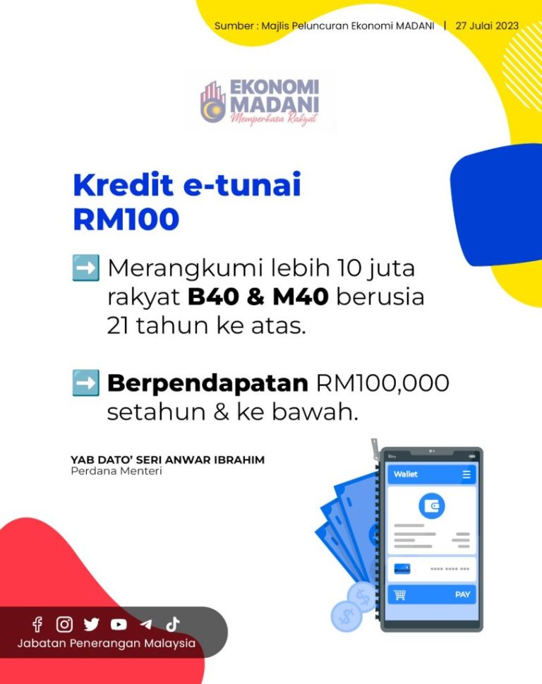 E Tunai Ini Tarikh Bayaran Dan Cara Penebusan RM100 Latest