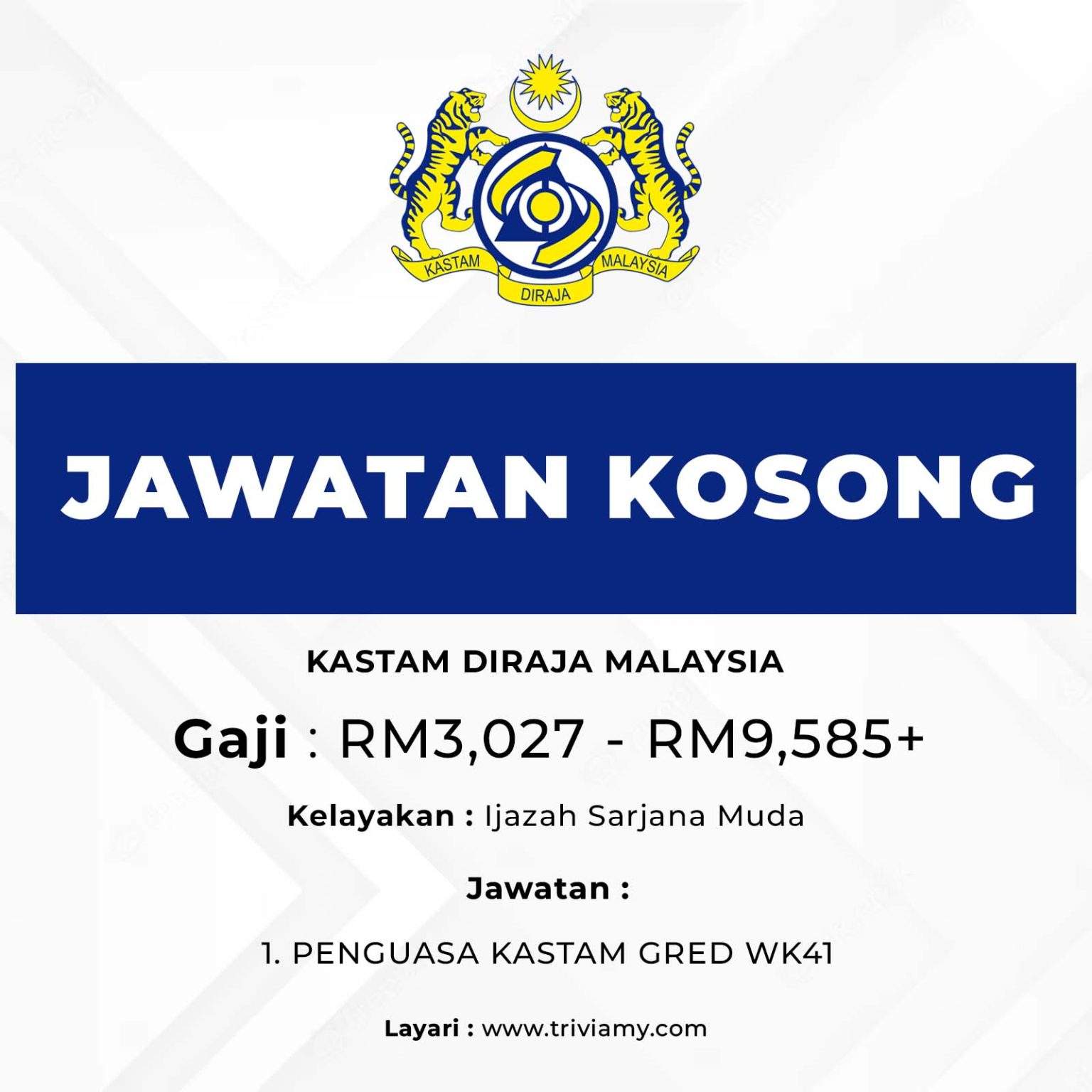 Jawatan Kosong Kastam Diraja Malaysia : 211 Kekosongan Seluruh Malaysia ...