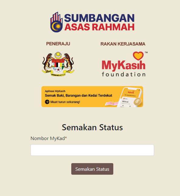 Semak Mykasih Sekarang – Bantuan RM450 Sebulan